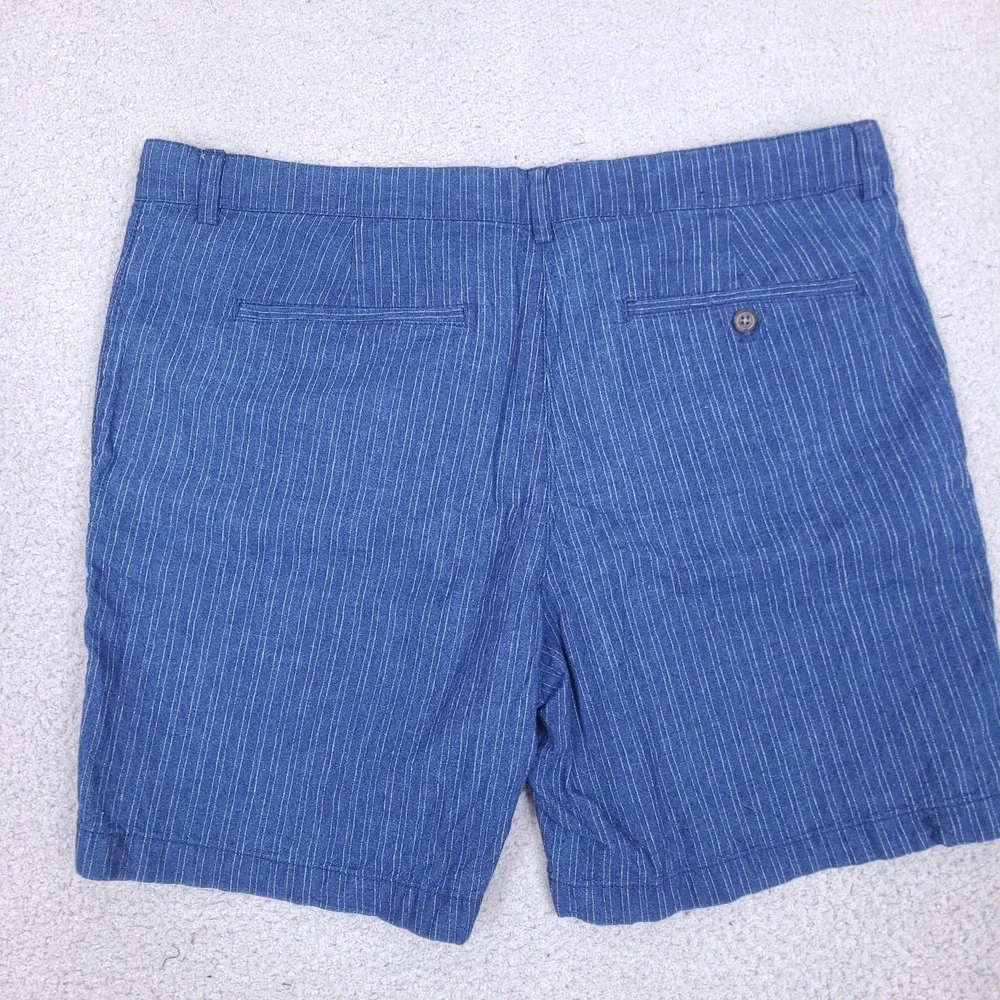 Banana Republic Shorts Mens 37‎ Blue Linen Blend Striped Chino Preppy